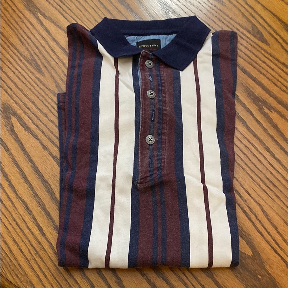 Structure White and Purple Casual Button Down Shirt